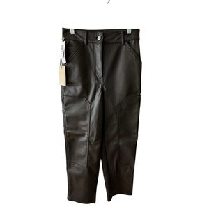 NEW Aritzia Wilfred Olive Green Brennan Cargo Vegan Leather Pant Size 2